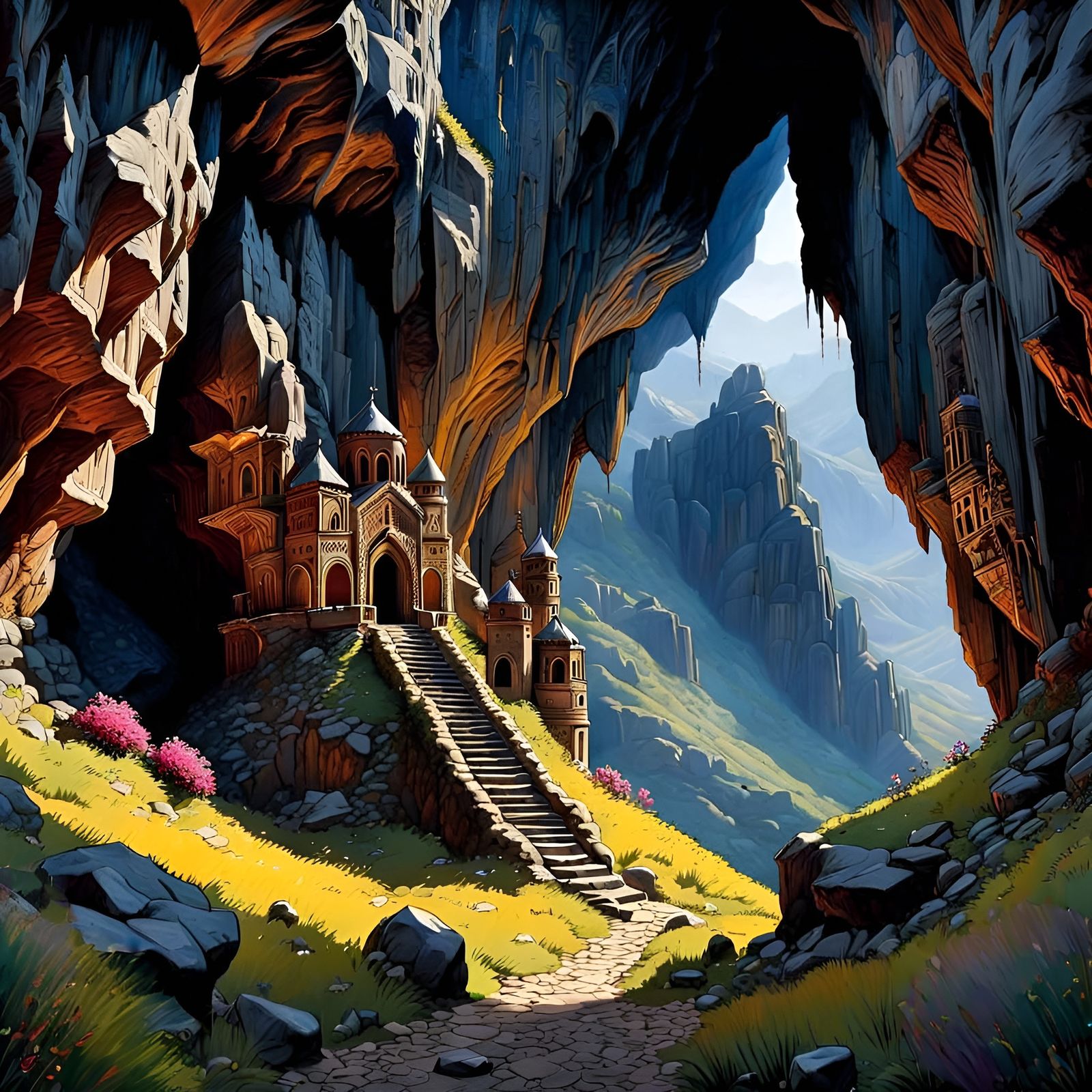 Vardzia Cave System: A Dark Impasto Masterpiece