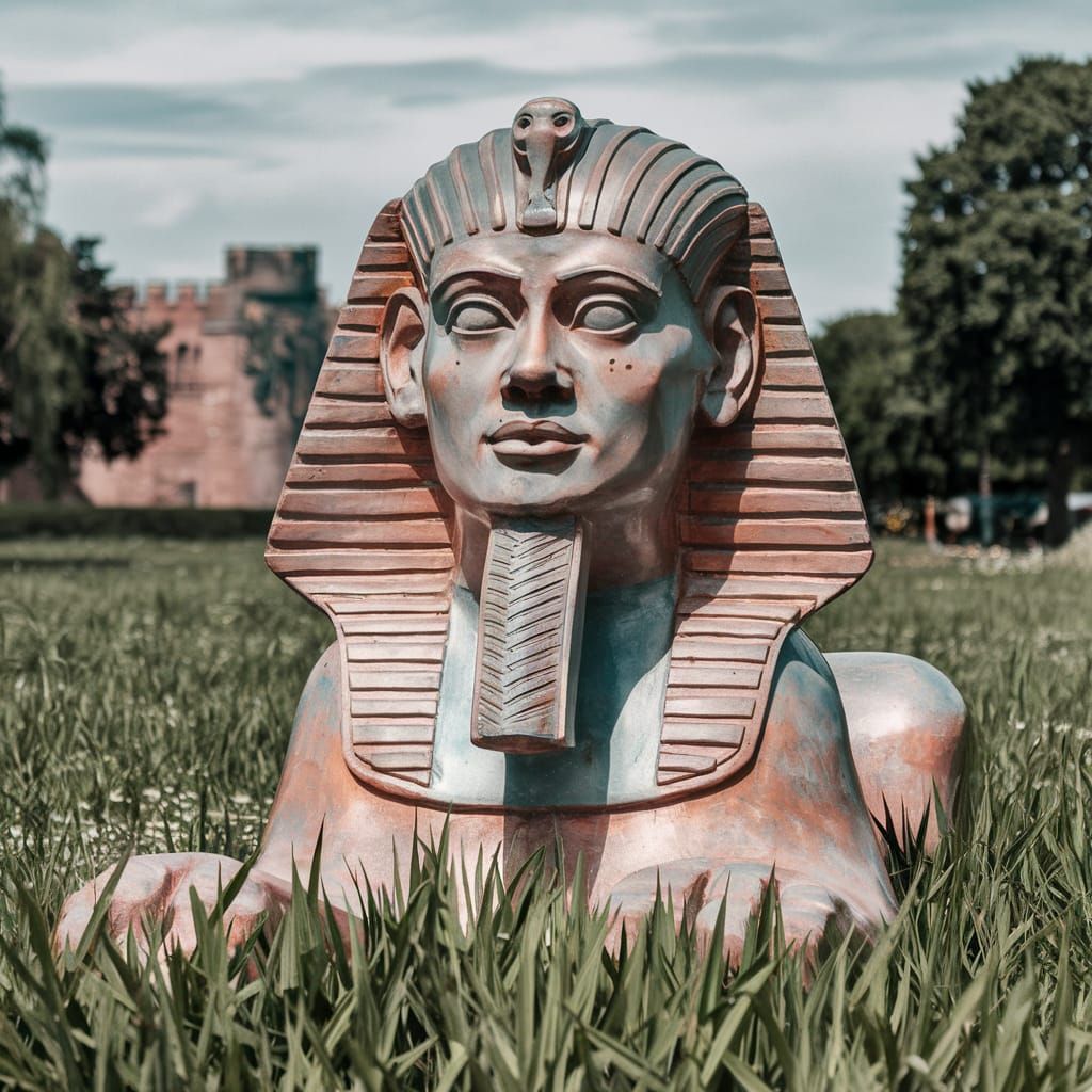 Surreal Sculpture: Human Head Made from Sphinx's Nose