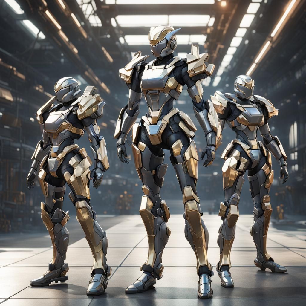 Futuristic Female Ninja in Mecha Battle Suit