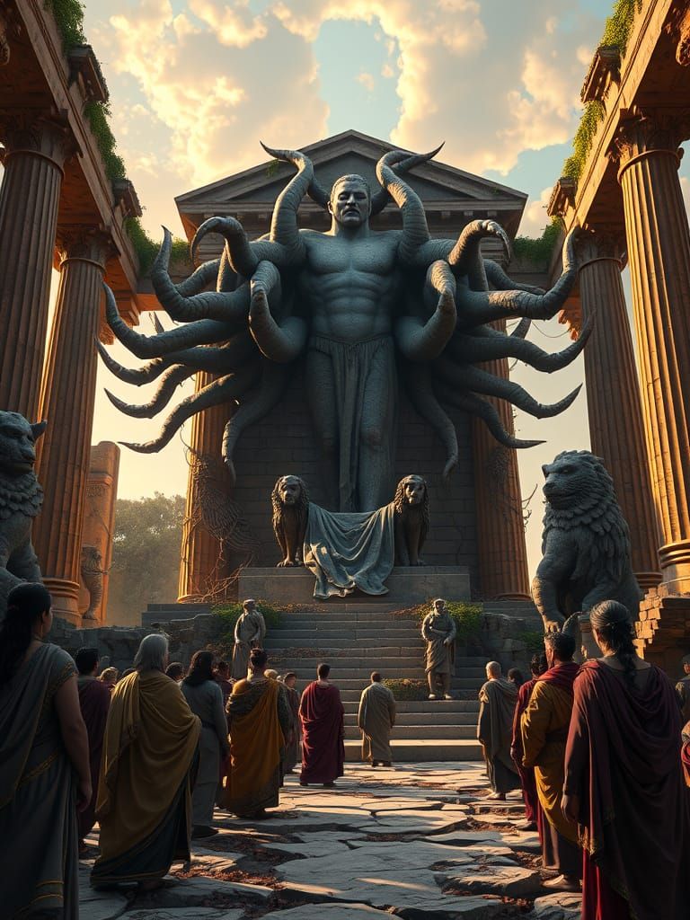 Giant Titans Awaken in Ancient Greek Temple