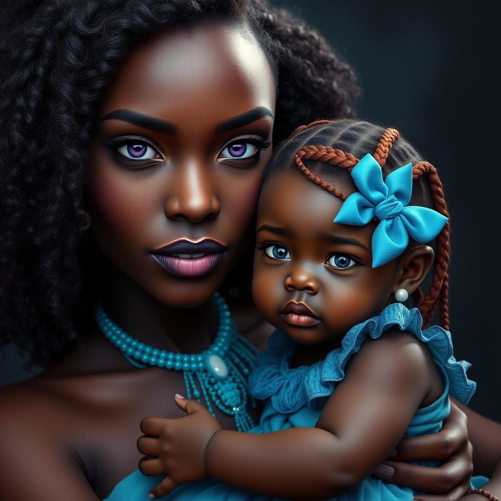 Mother and Daughter in Vibrant Fantasy Setting