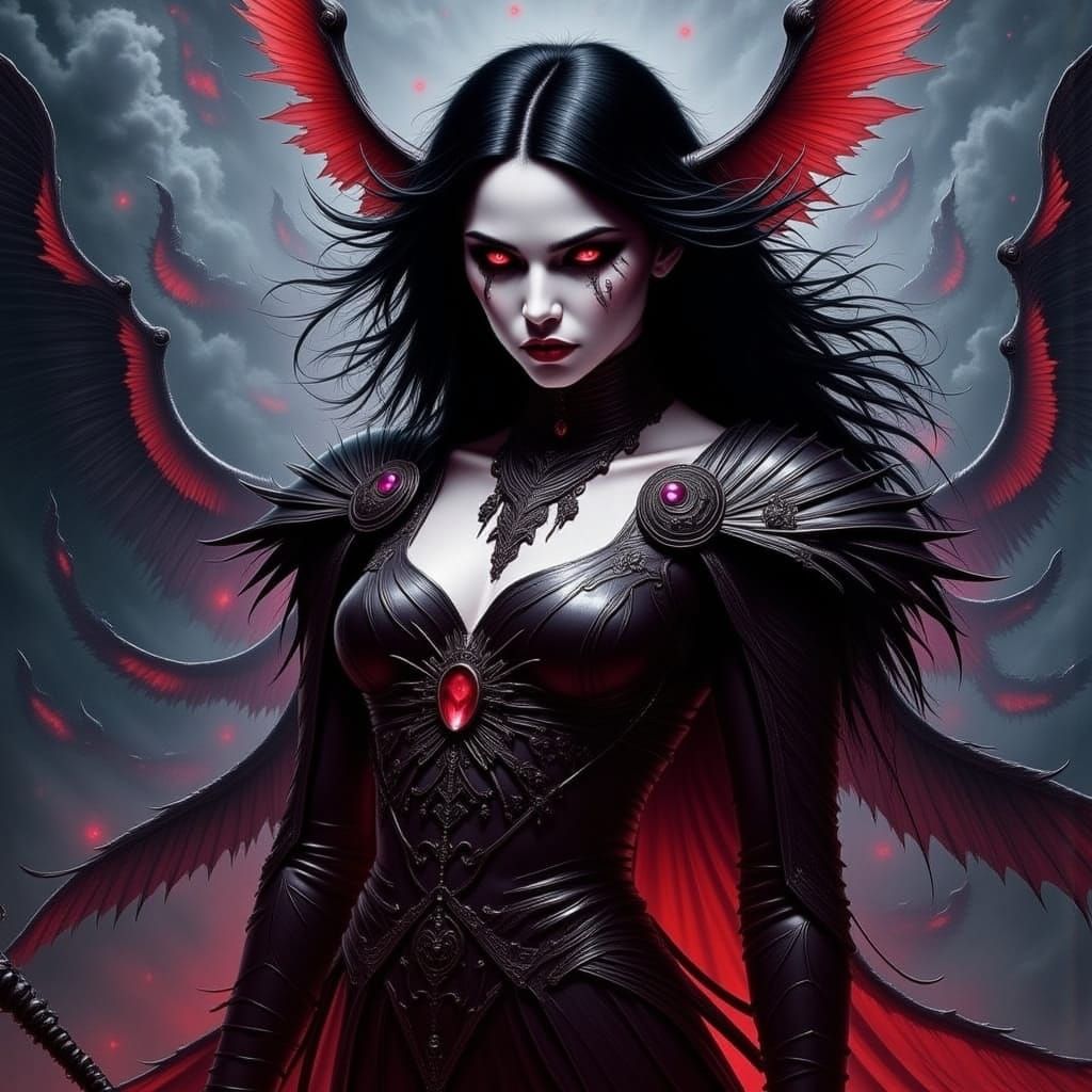 Mysterious Lilith in Dramatic Cyberpunk Style