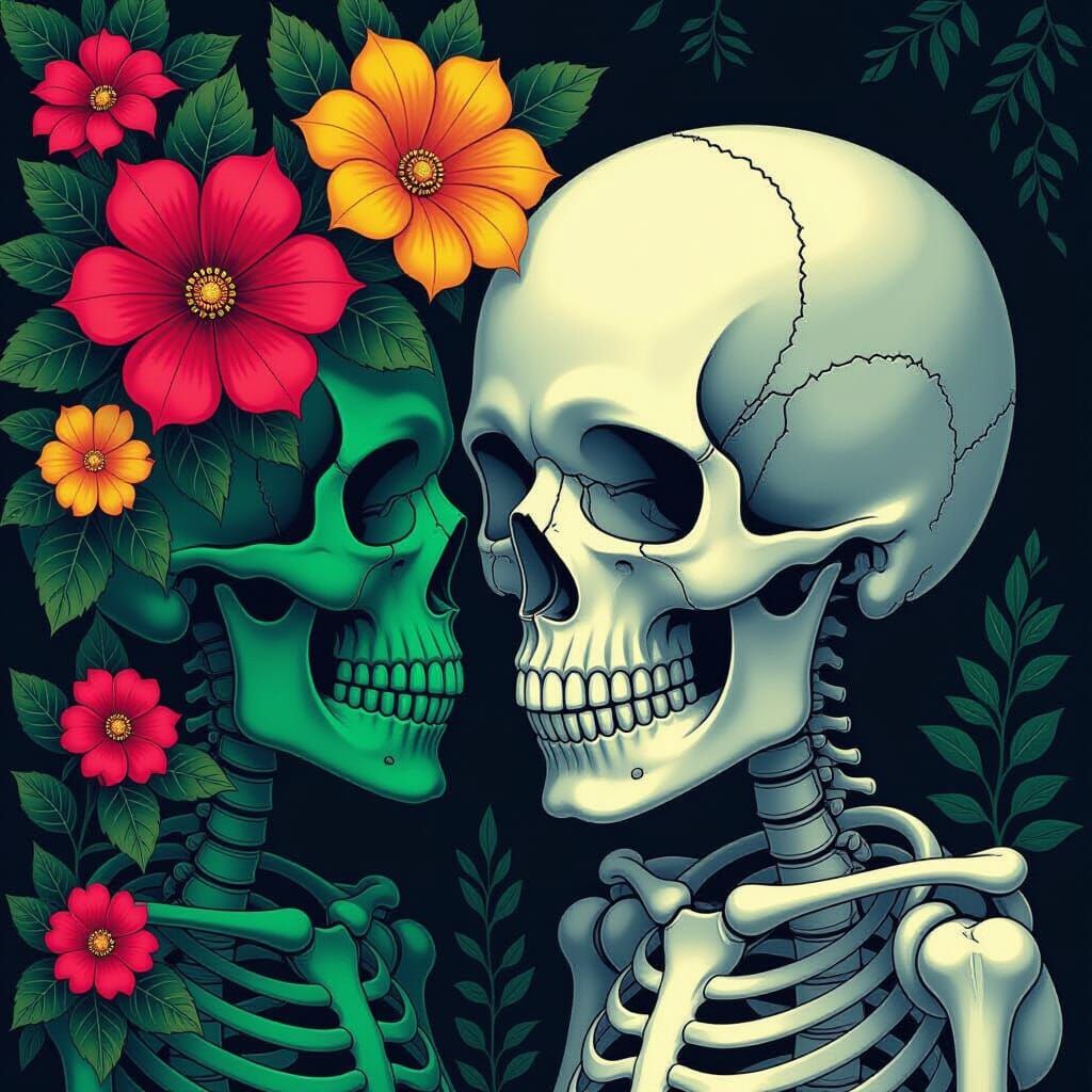 Life and Death Dichotomy: Vibrant Blooms Meets Dark Decay