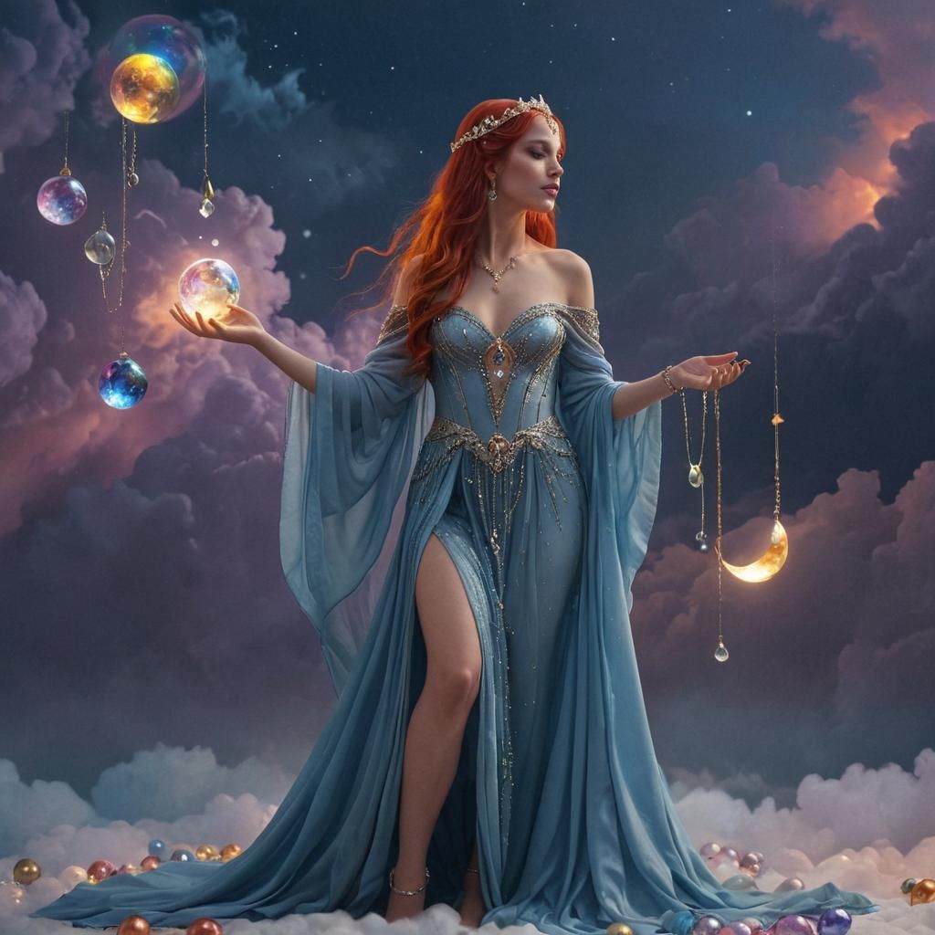 Ethereal Goddess with Crystal Balls in Fantasy Art