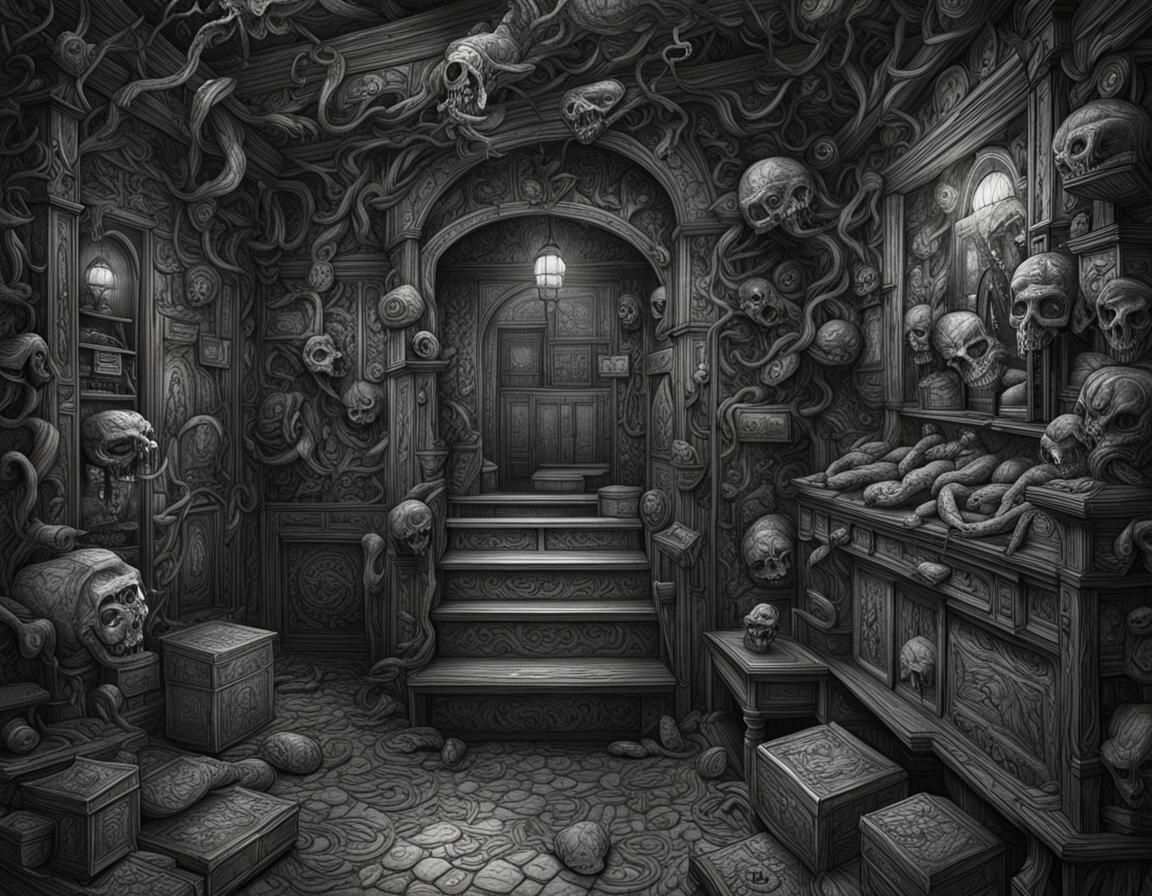 Dark Surrealism: A Detailed Horror Scene