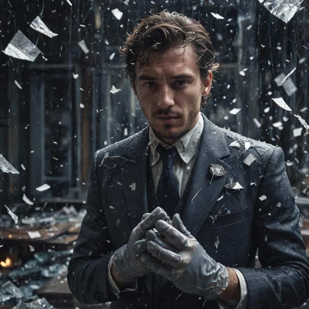 Dramatic Portrait of Man in Stormy Chaos