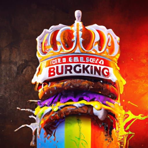Hyperrealistic Burger King Logo in Splash Art Style