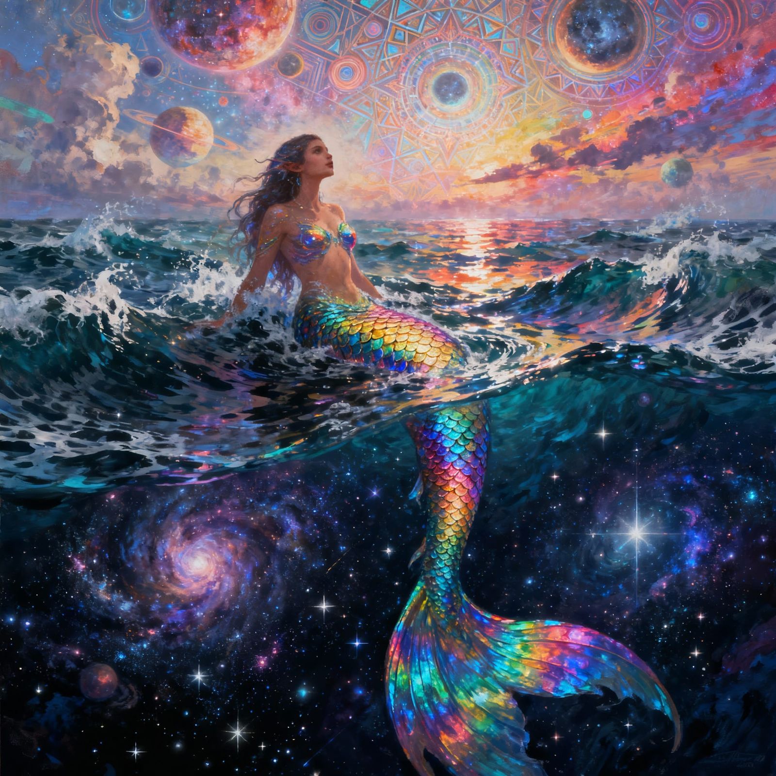 Mythical Siren Emerges from Cosmic Ocean
