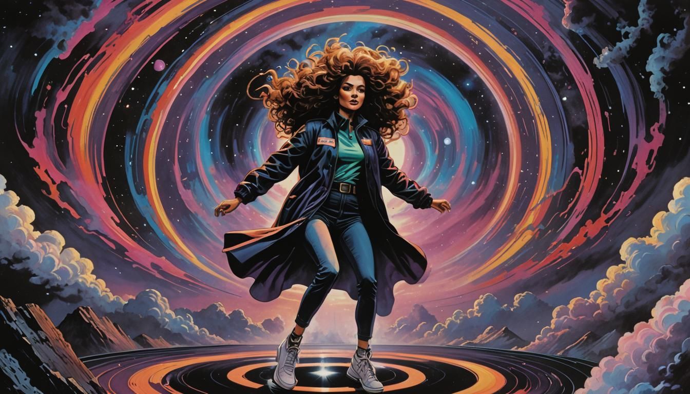 Retro Futuristic Black Hole with VHS Tape