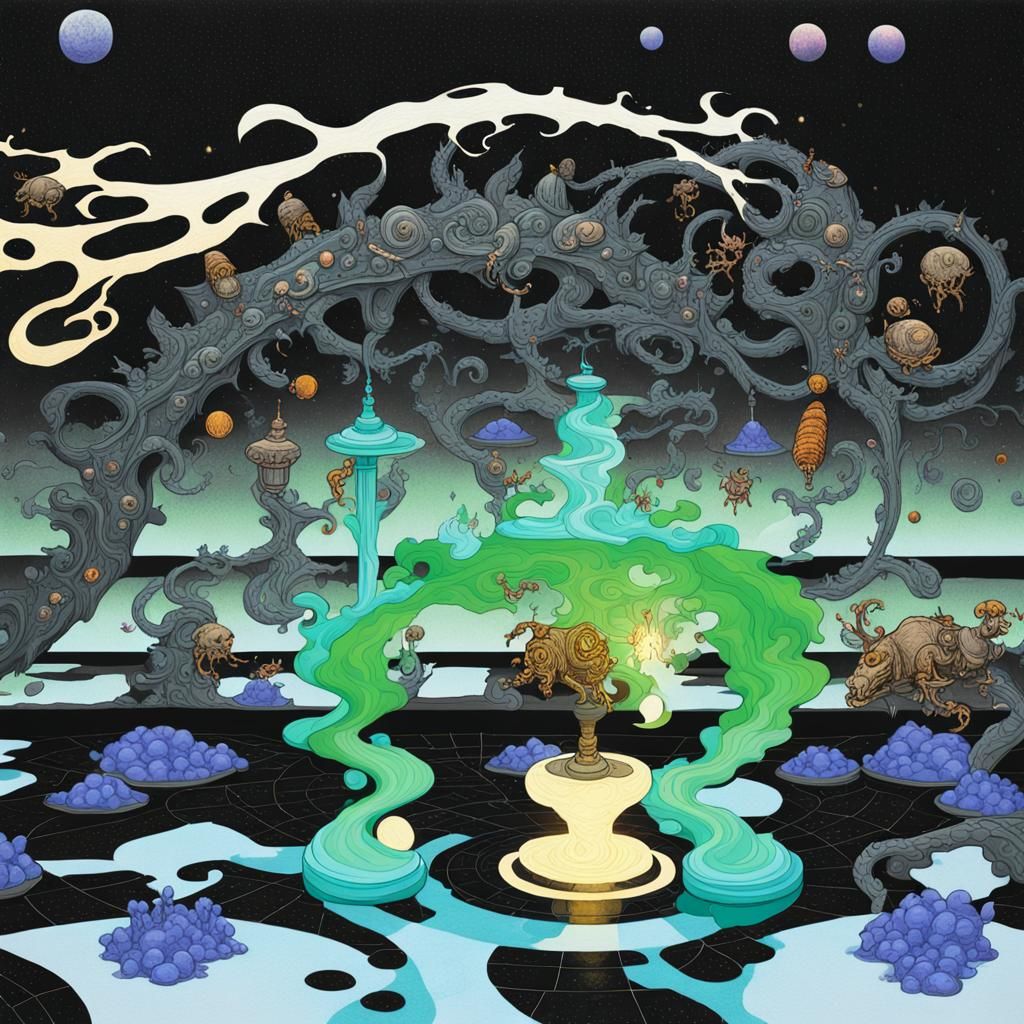 Toxic Animals in Mirrored Room: Art Nouveau Steampunk