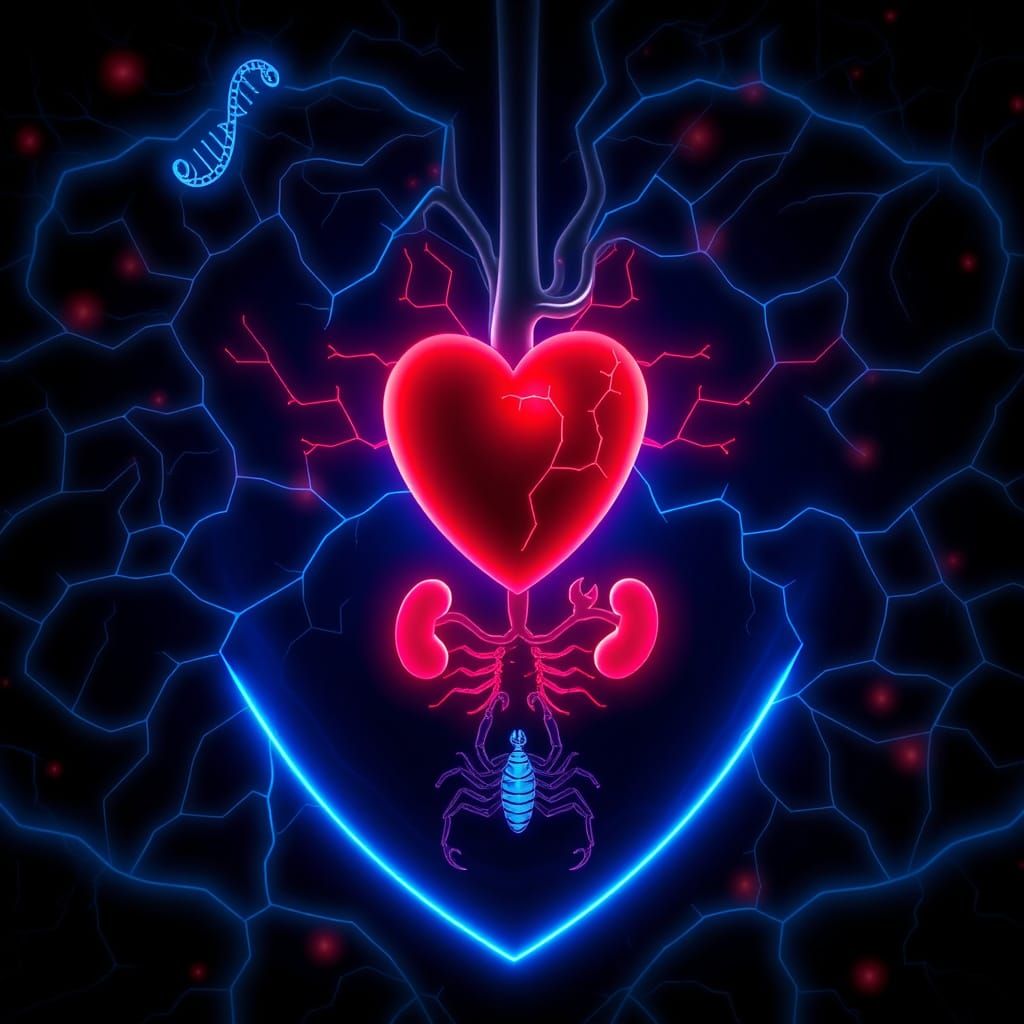 Fabry Disease Medical Infographic with Neon Neural Pathways