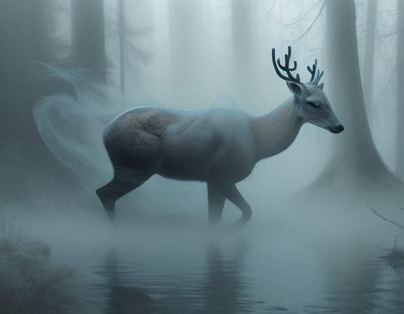 Realistic Icicle Photo in Misty Forest