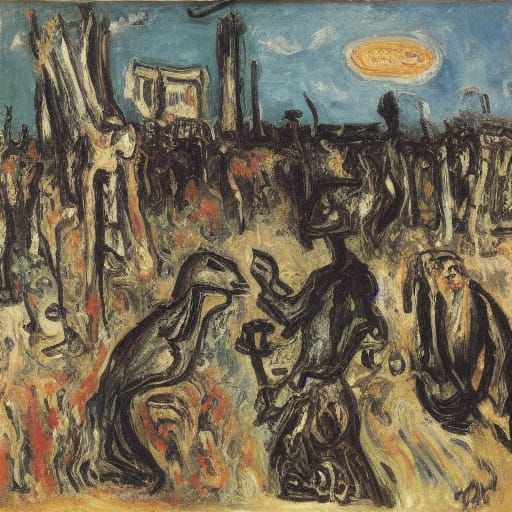 Rabbit Meets His Roast Self: Expressionist Painting