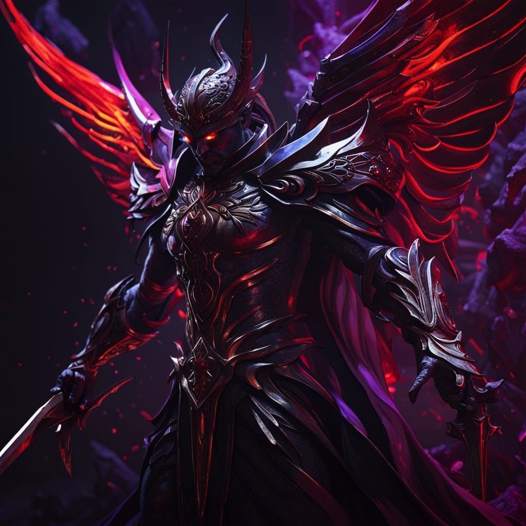 Lucifer with Sword: Dark Fantasy Concept Art