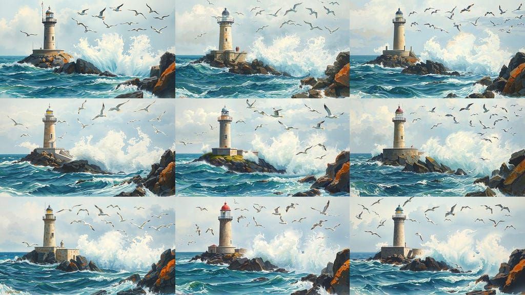 Surreal Coastal Scene in Watercolor Style