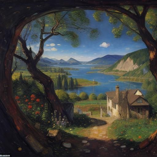 Expressionistic Landscape Painting in Photorealistic Style