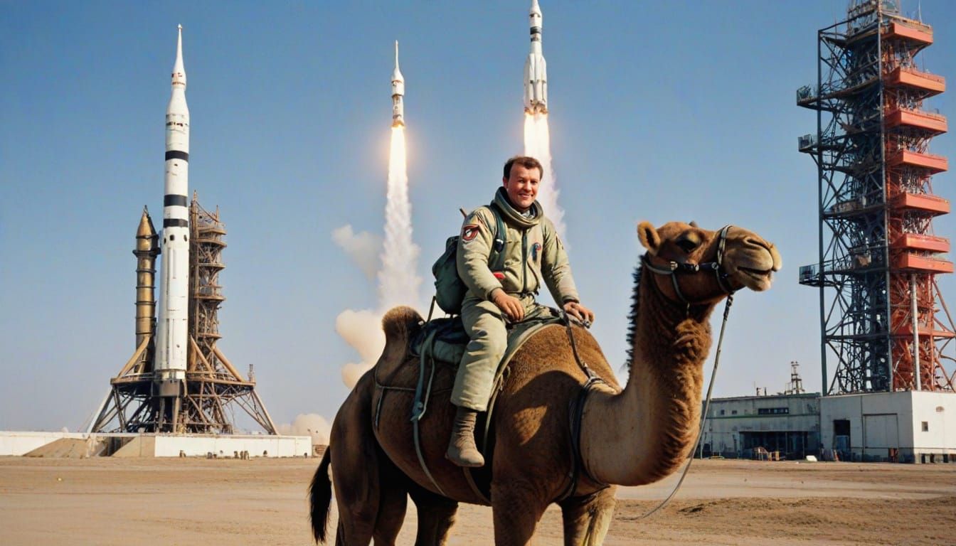 Camel and Soyuz Rocket: Kazakhstan, 1980s