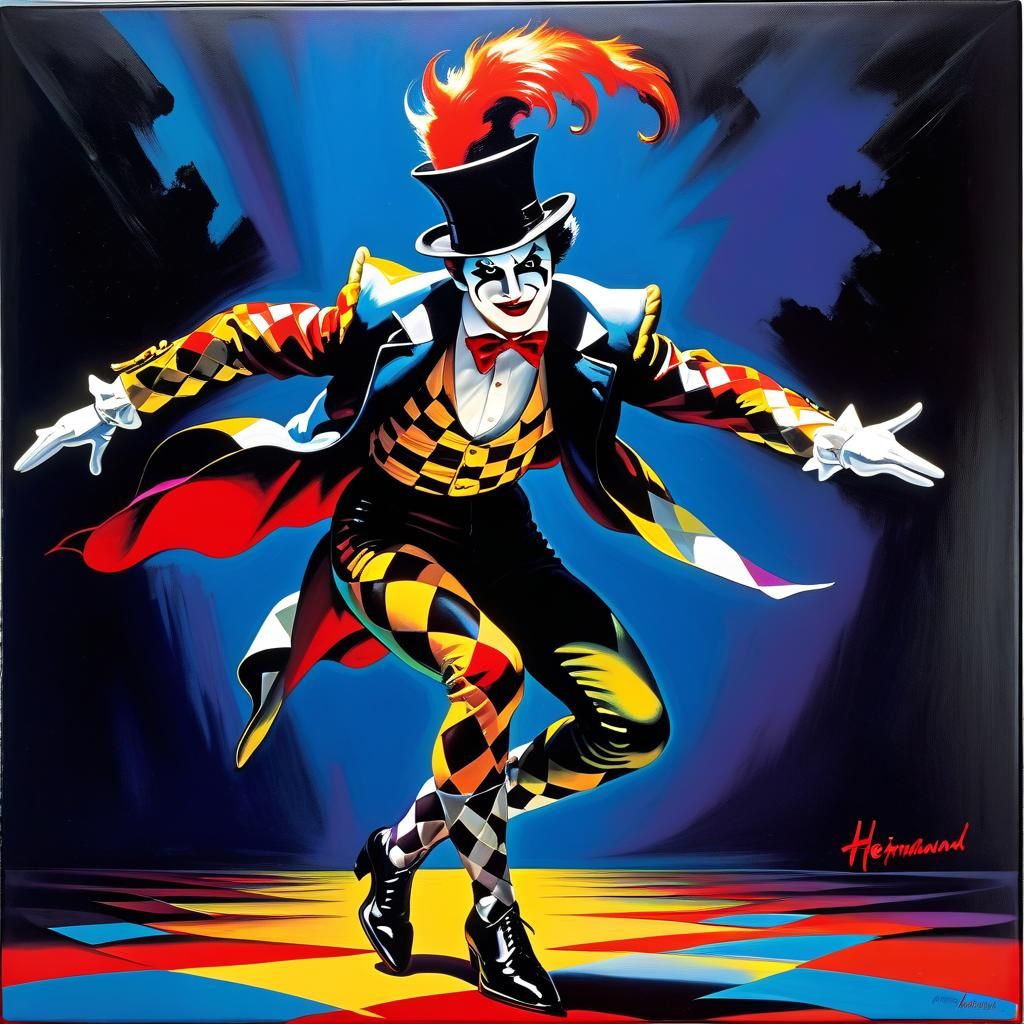 Shadowy Harlequin Displays Mysterious Agility as Impasto Pai...