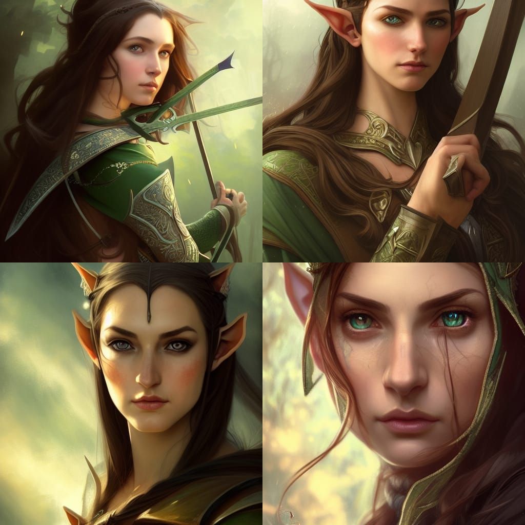 Regal High Elf Archer Portrait in Fantasy Nature