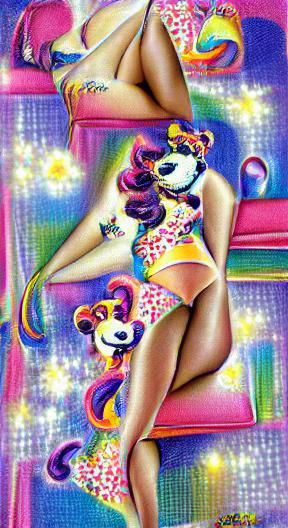 Lisa Frank Inspired Pin-Up Girl Art