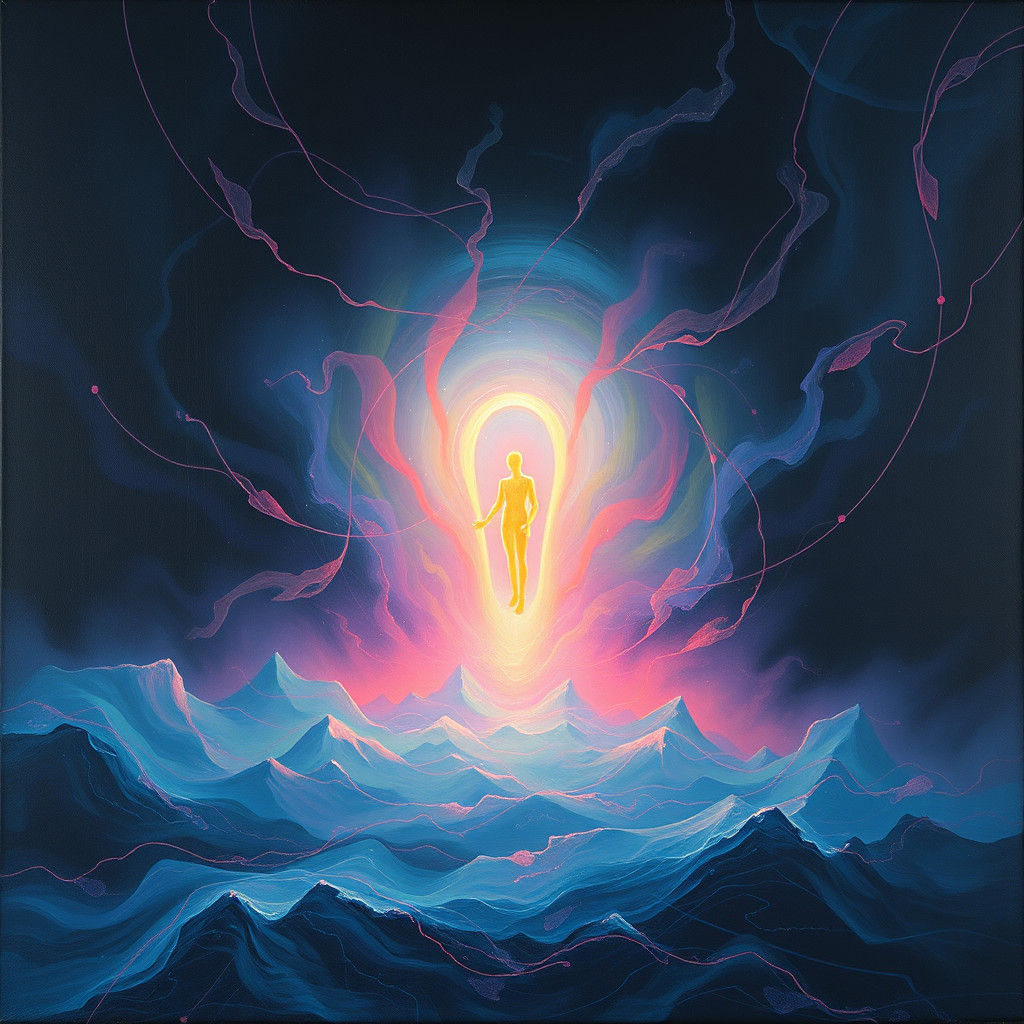 Cryptic Glowing Entity in Surreal Abstract Expressionism