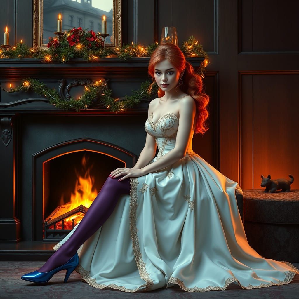 Surreal Oil Painting of a Dazzling Gwen Stacey in Elegant Wi...