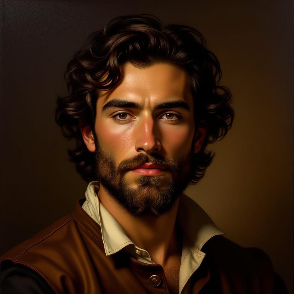 Renaissance Portrait of an Old Man with Chiaroscuro Lighting