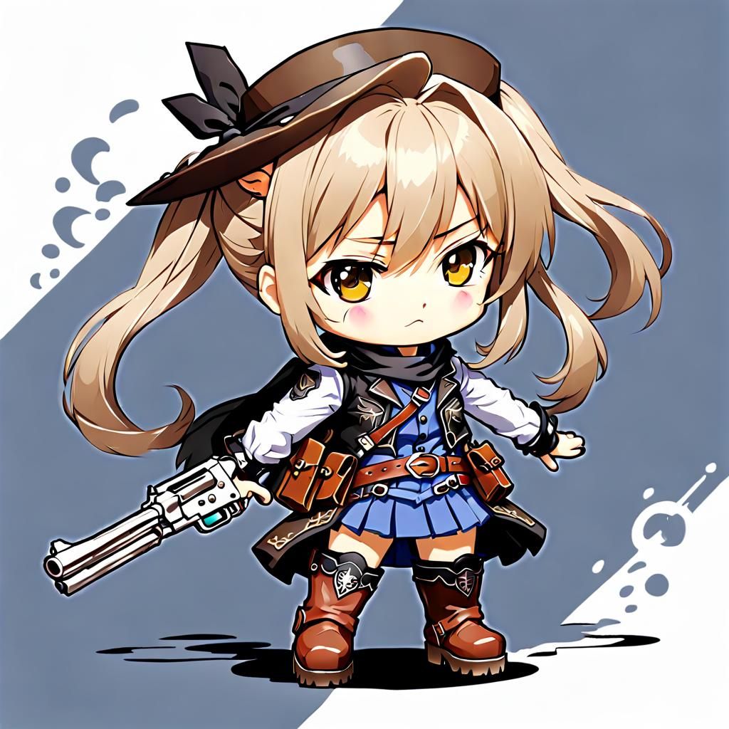 Chibi Gunslinger Girl in Wild West Style