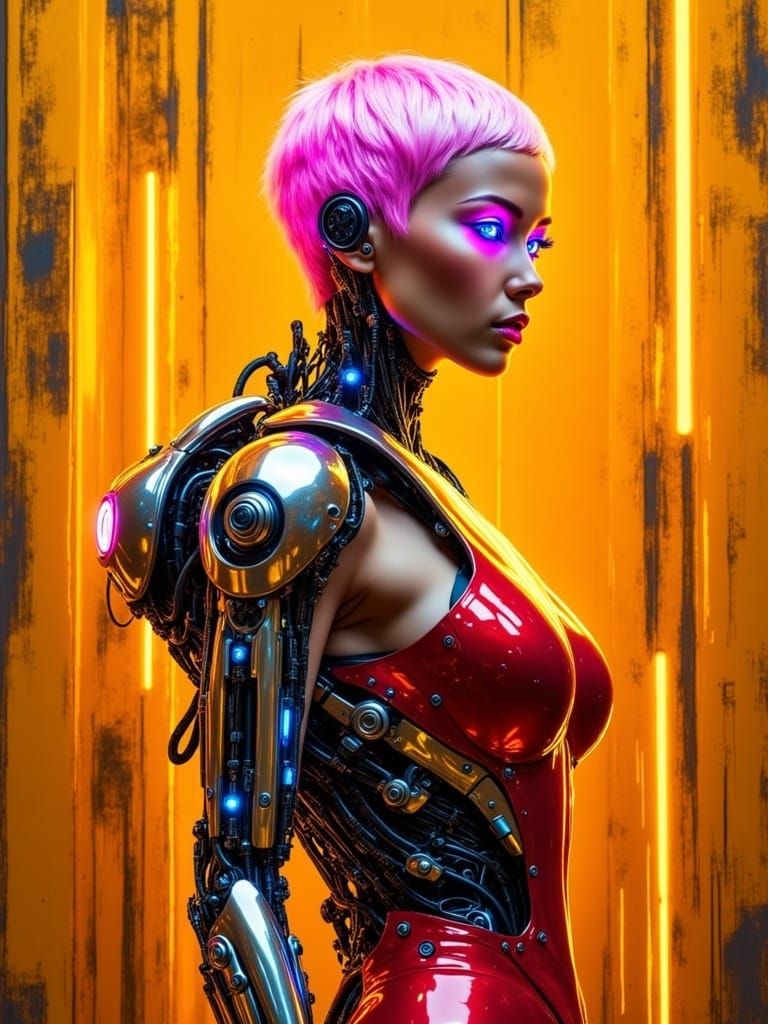 Cyborg Goddess in Renaissance-Inspired Glory