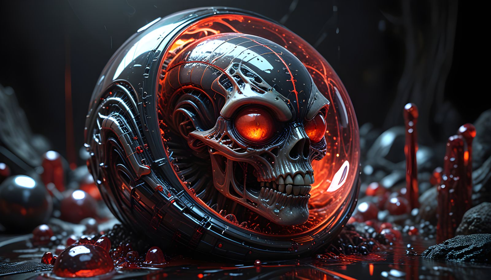 Disturbing Alien Cocoon with Grotesque Embryo in H.R. Giger...