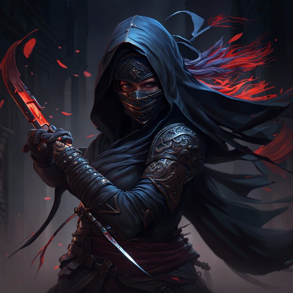 Ninja Warrior in Dark Fantasy Style, 8K