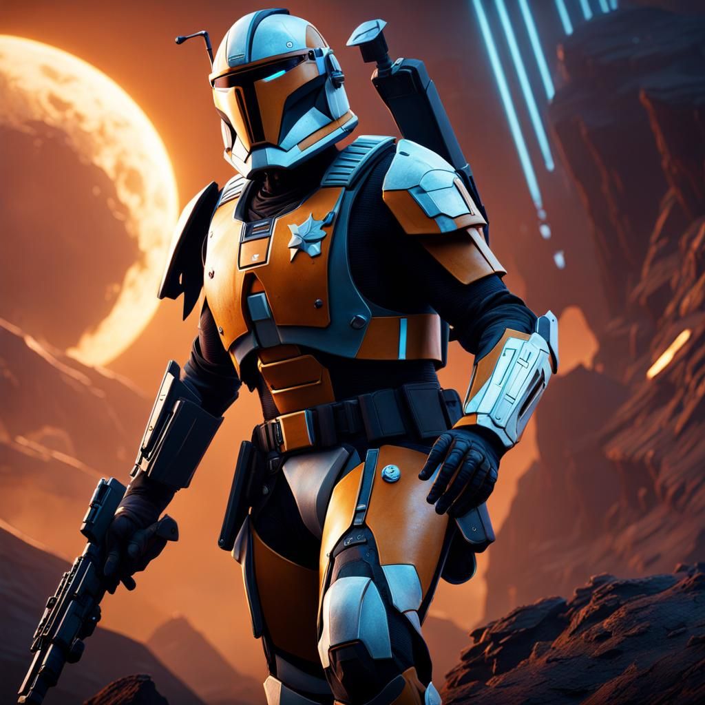 Detailed Clone Commando Matte Painting in Deep Color