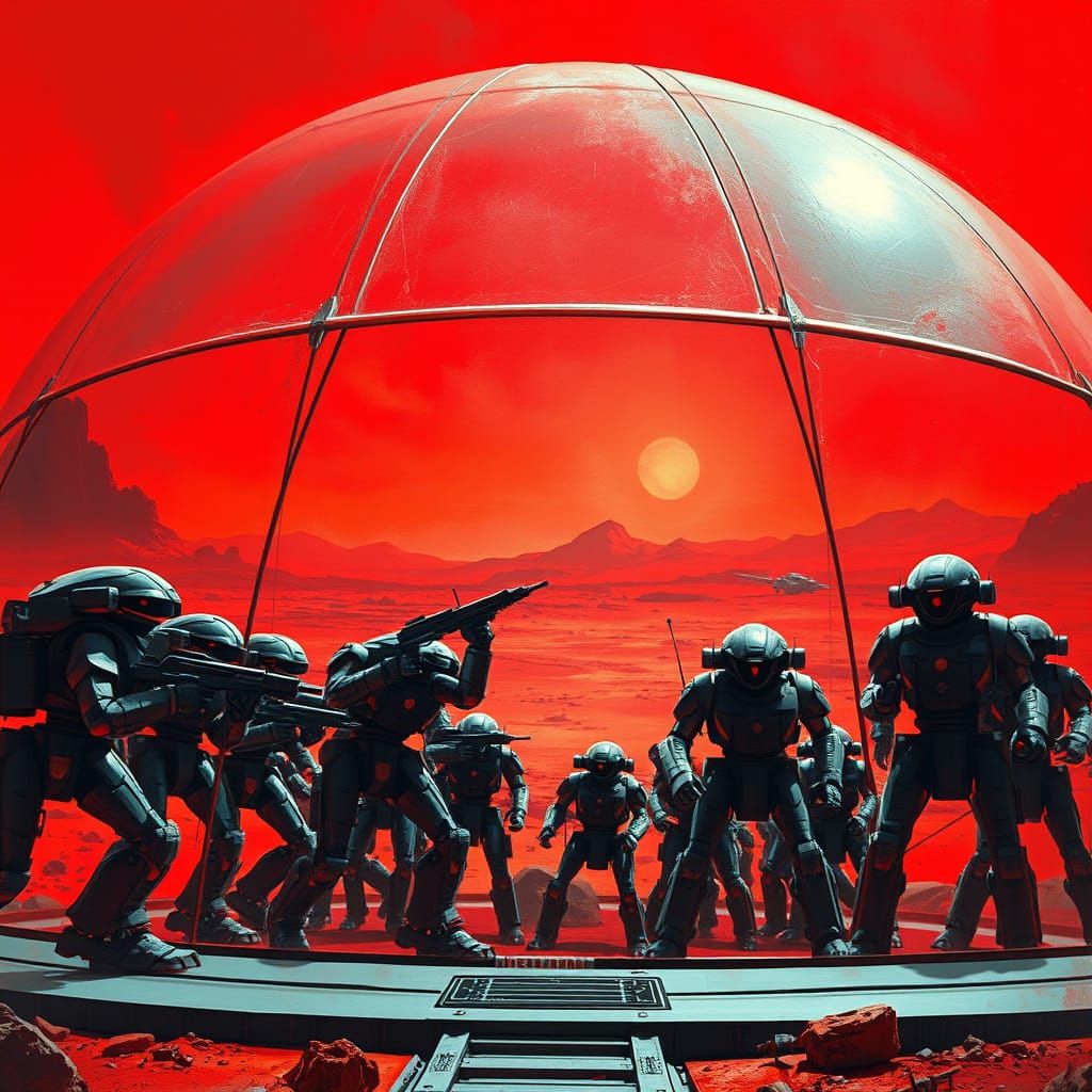 Secret Robot Army Base on Mars in Glass Dome