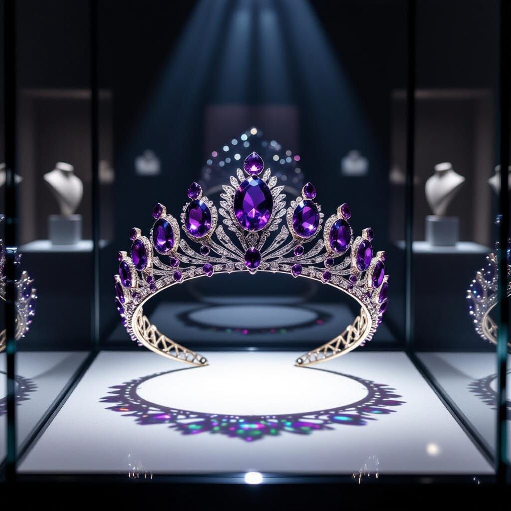 Ornate Amethyst Tiara in Museum Display