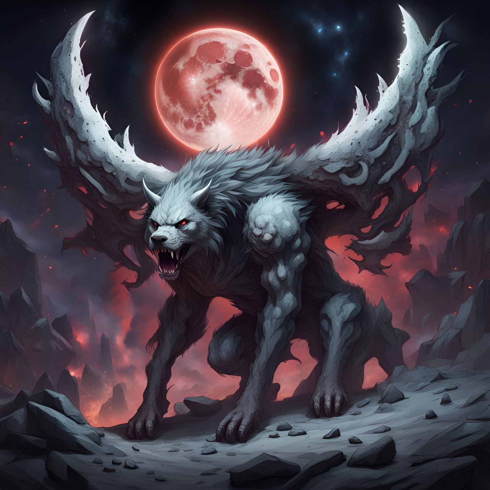 Underworld Beast Beneath a Broken Moon
