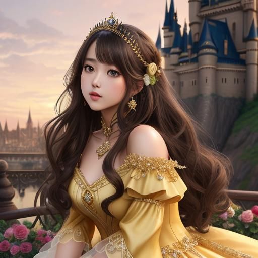 Elegant Princess in Ballgown, Digital Illustration