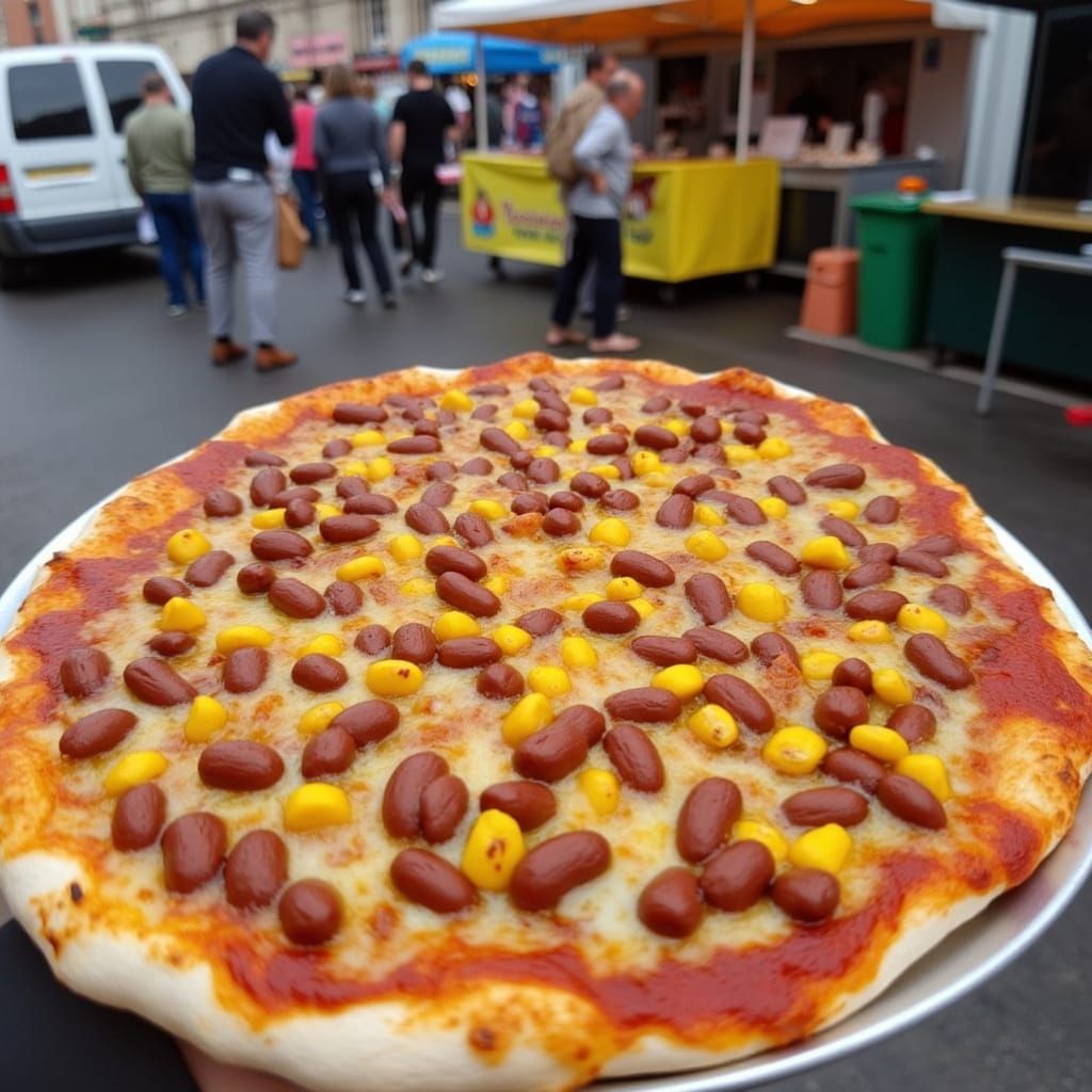 Classic UK Street Fair Pizza with Beans and Corn