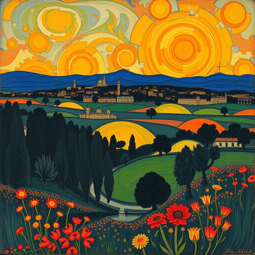 Qajar Art Panorama in Vibrant Colors