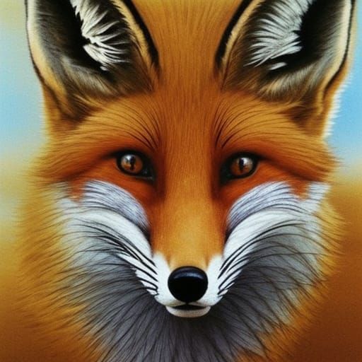 Hyperrealistic Fox Woman in Colorful Splash Art Style