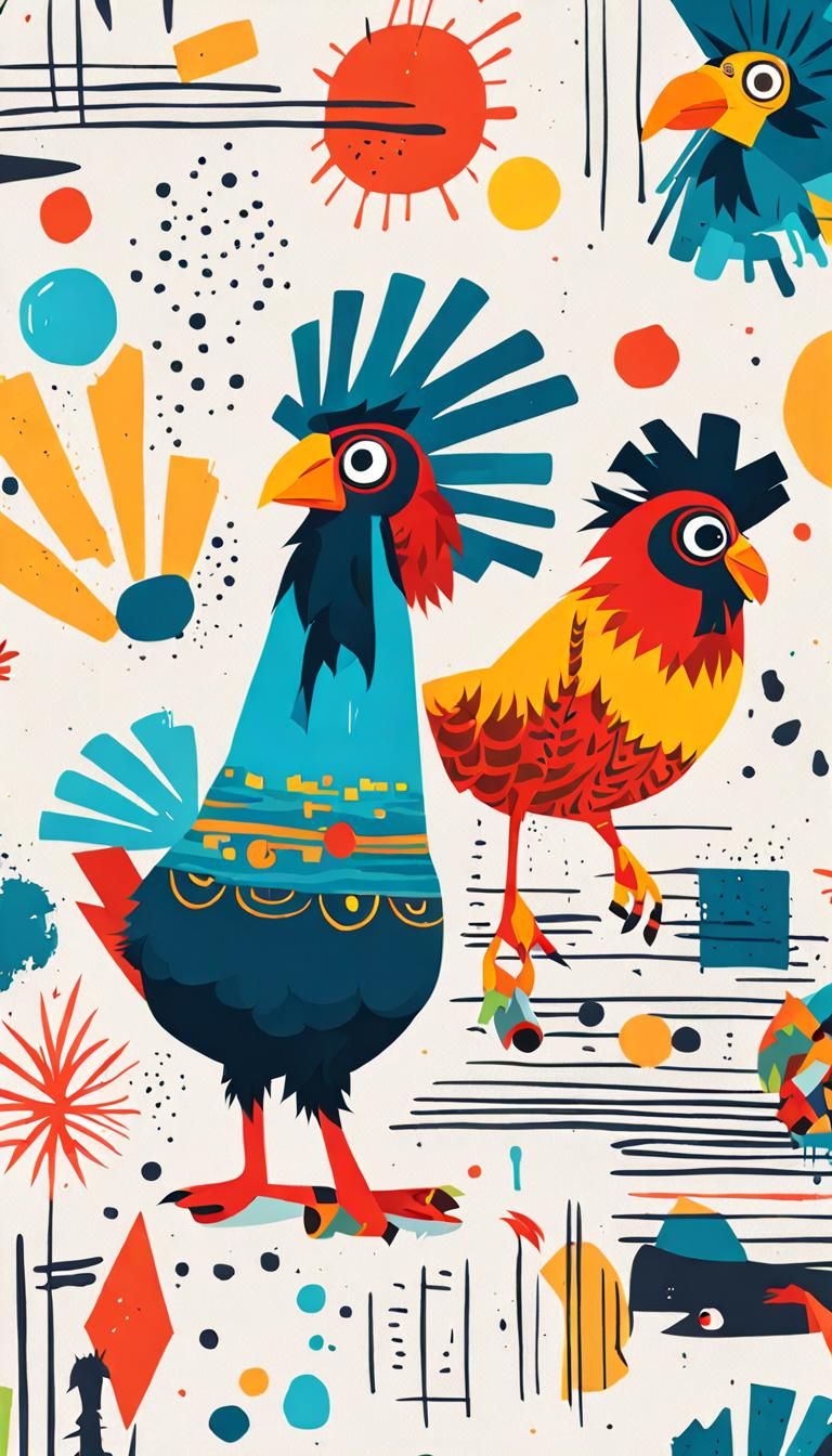 Abstract Hei Hei Wallpaper: Basquiat and Picasso Inspiration