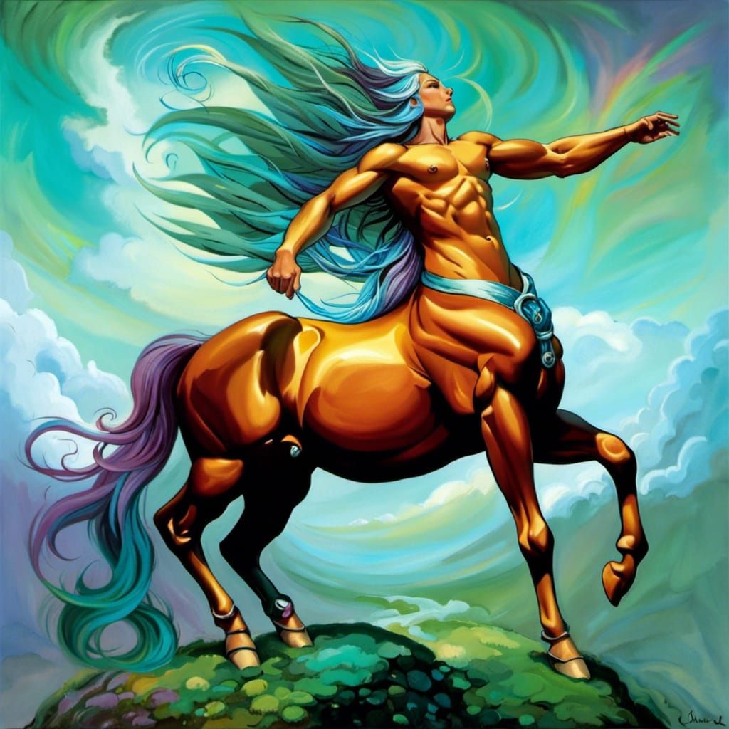 Hylonome Centaur in Armor: Mythical Fantasy Art