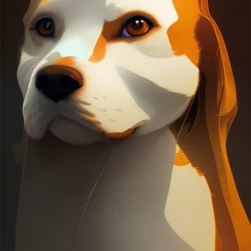 Detailed Portrait of Dog and Cat in Art Nouveau Style