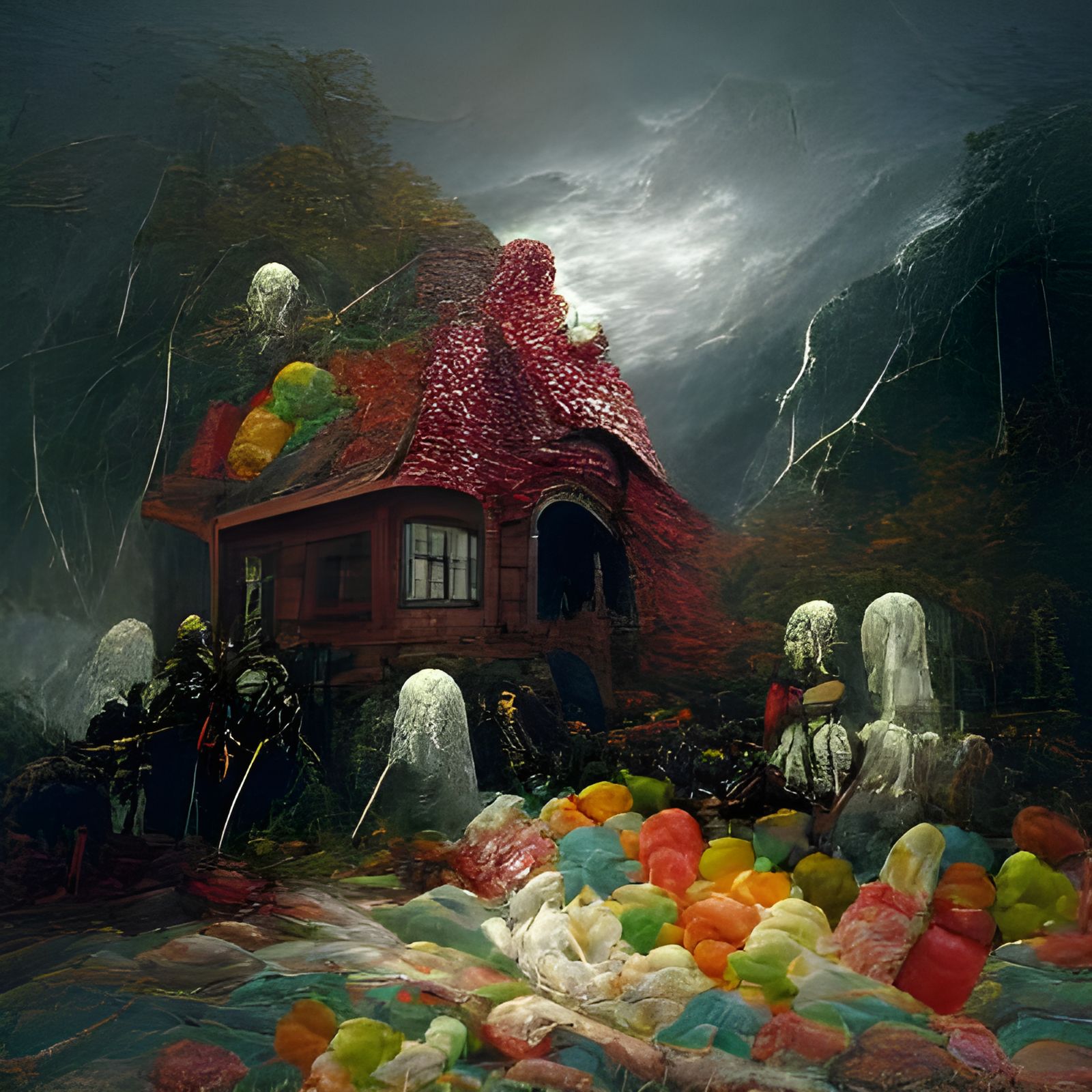 Haunted Candy House on Halloween Night