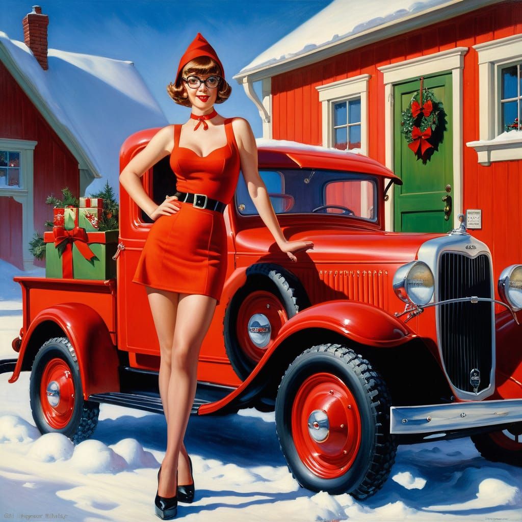 Velma Dinkley as Santa's Elf, Gil Elvgren Style