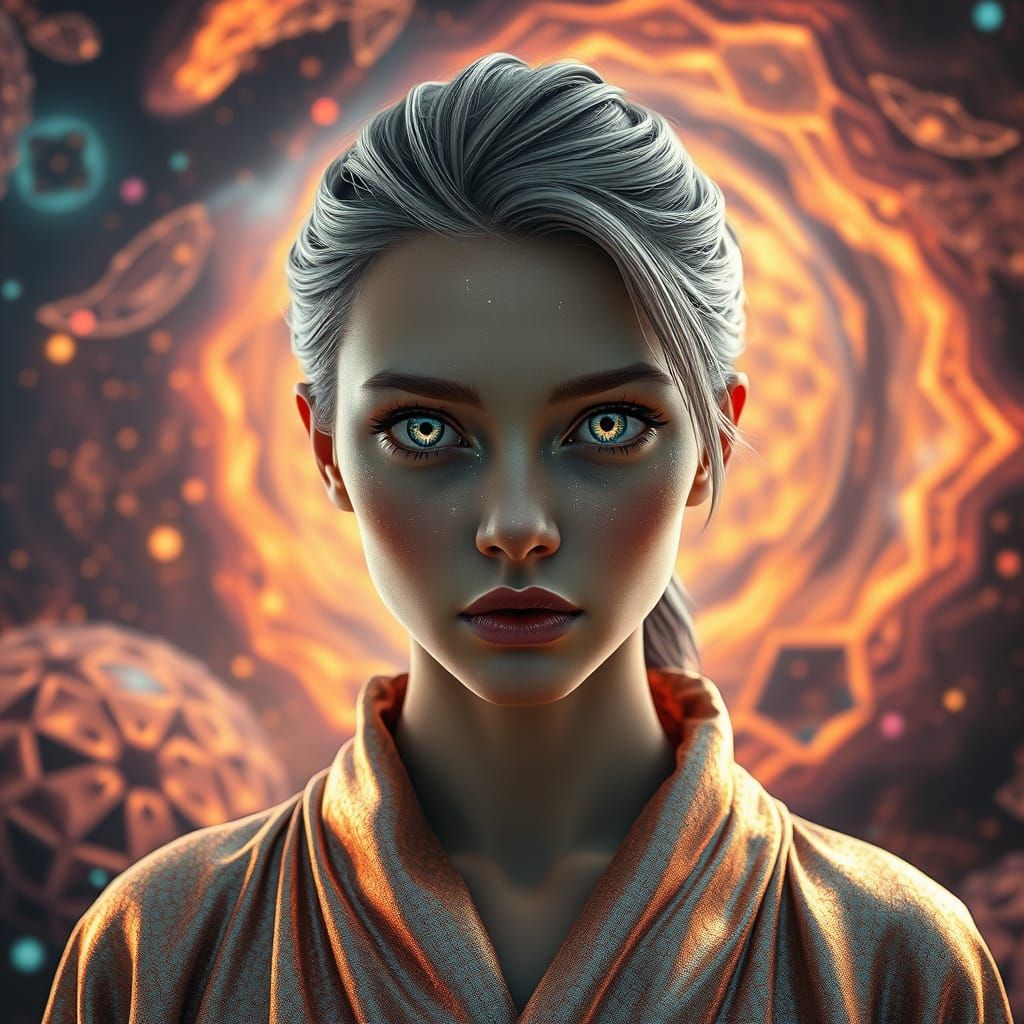 Cosmic Gaze: A Hyperrealistic Portrait in 3D