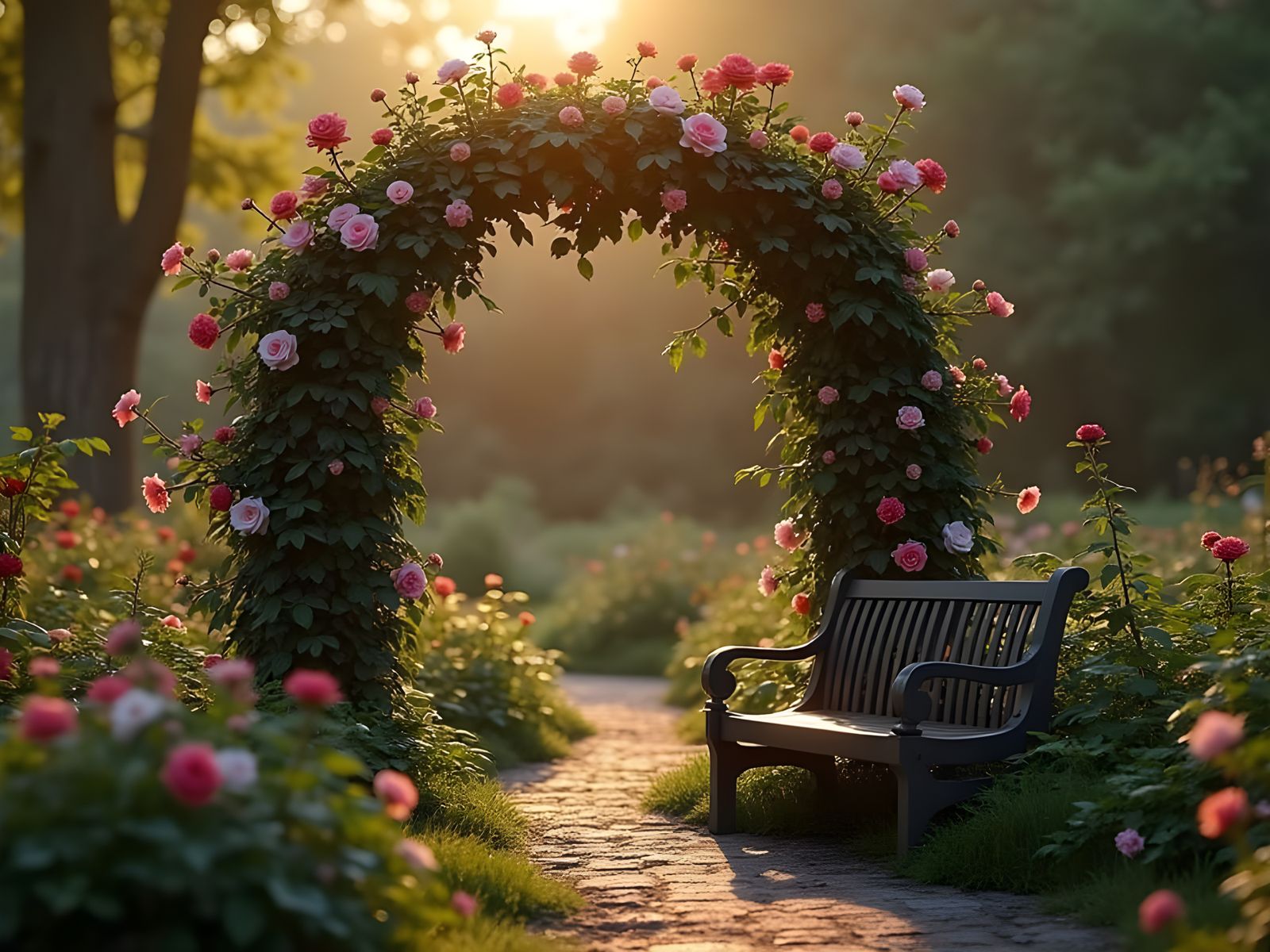 Mystical Rose Arbor in a Forgotten English Garden