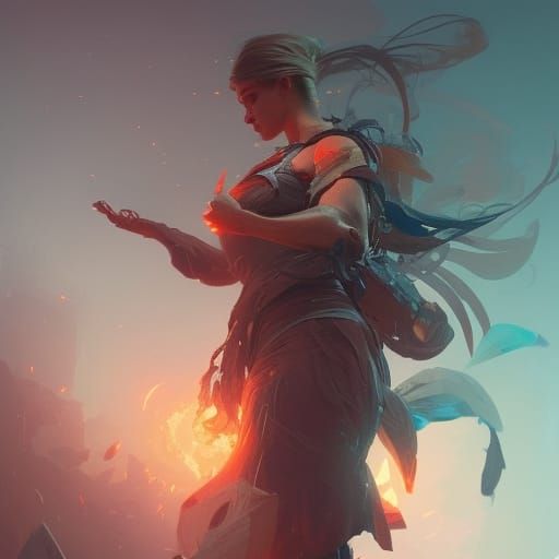 Dynamic Concept Art in Orange and Teal