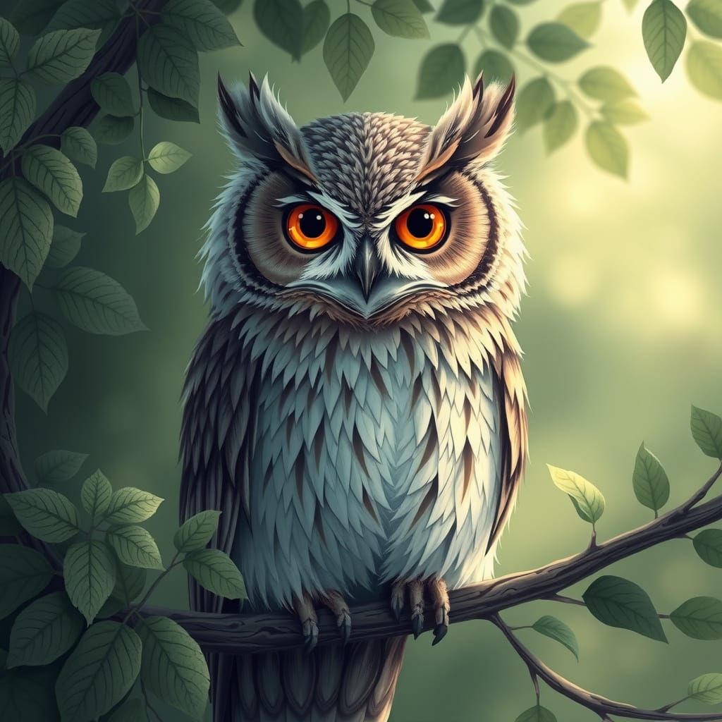 A wise owl with eyes filled with ancient knowledge. The owl ...