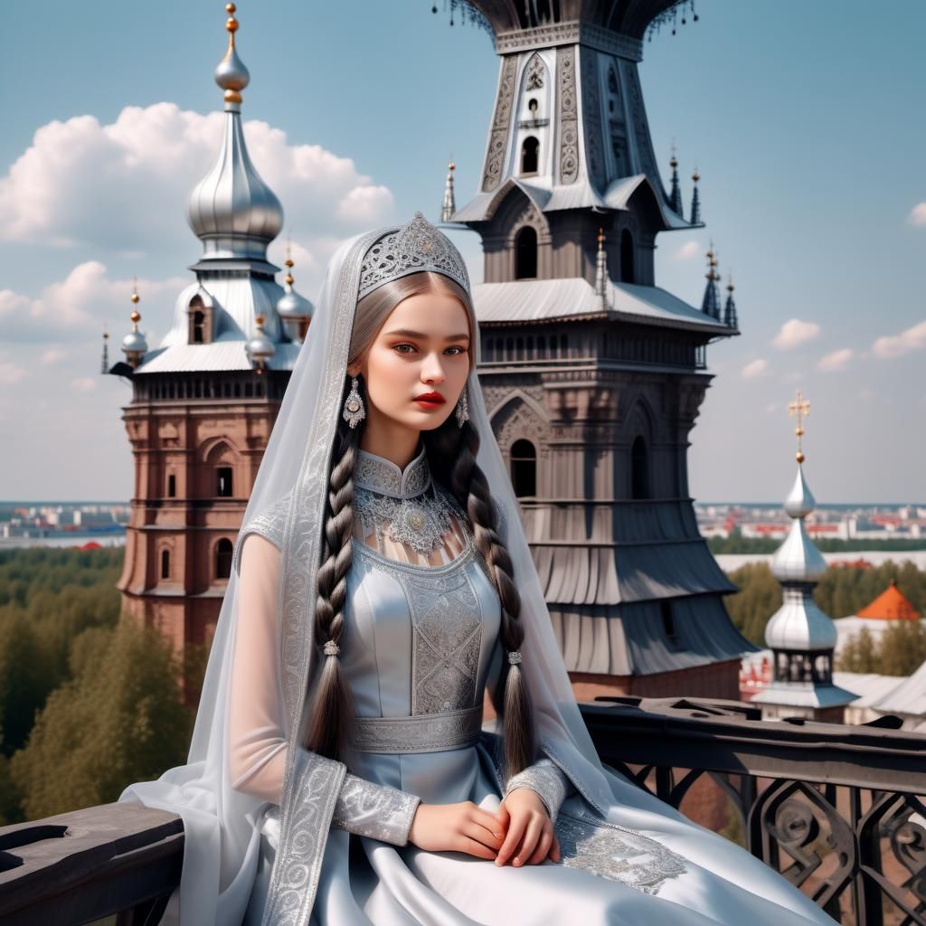 Tsarina Evdokija in Traditional Russian Attire