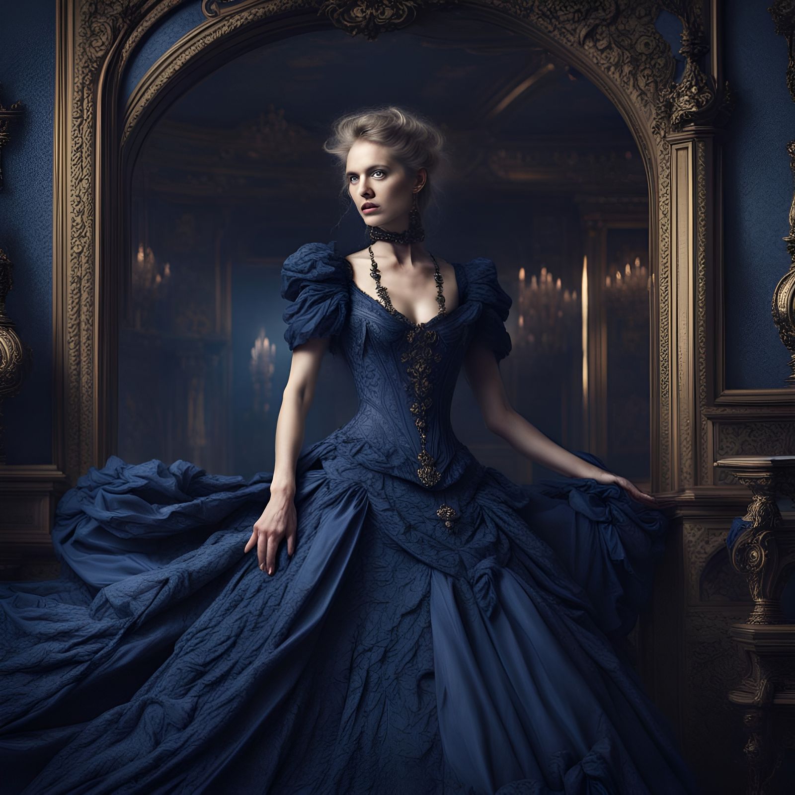 Victorian Supermodel in Vorticism Digital Painting